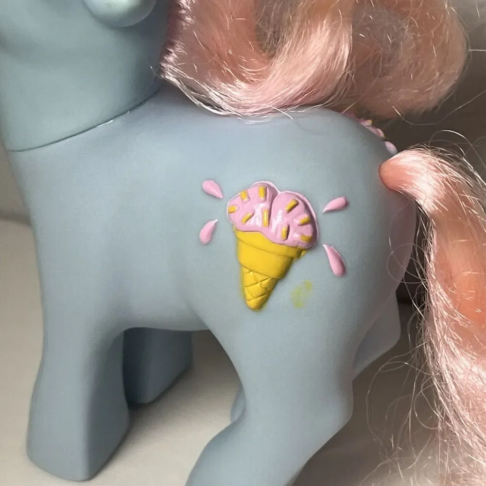 Vtg My Little Pony G1 blue Sundae Best Coco Berry unicorn 3D ice cream cone 1987